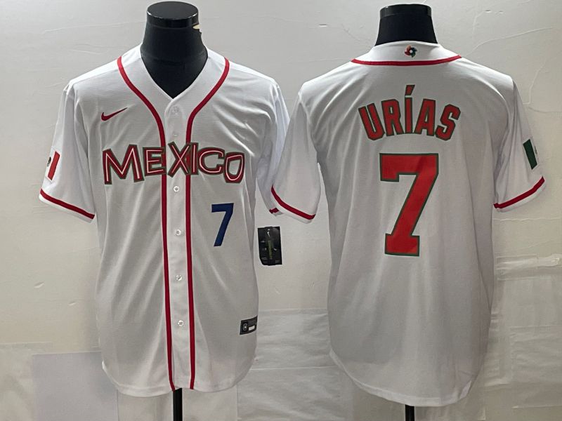 Men 2023 World Cub Mexico #7 Urias White red Nike MLB Jersey8->more jerseys->MLB Jersey
